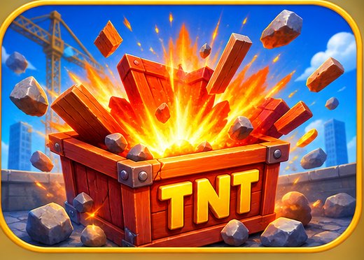 Caja de TNT explotando en una obra en Tower Dash